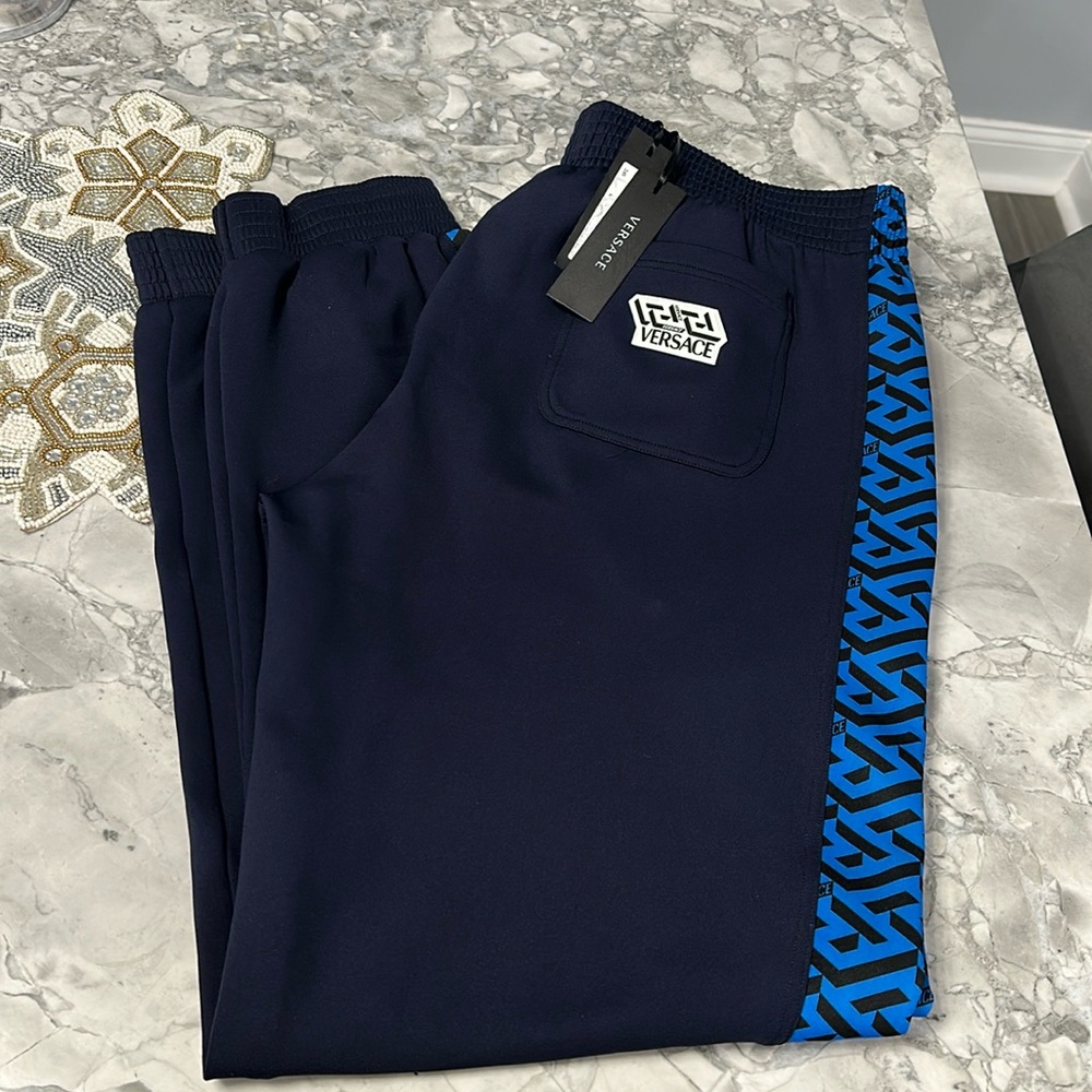 NWT Versace Greca BlueNavy + Sapphire Joggers